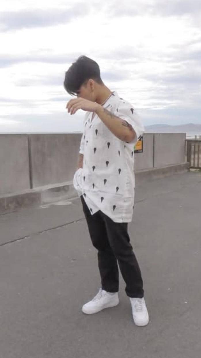 Jojos Anime Minimal White Button Up Design