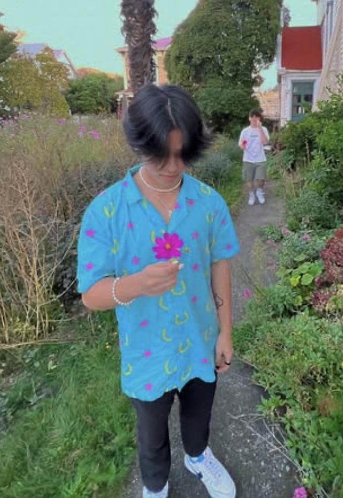 Jojos Anime Minimal Blue Button Up Design