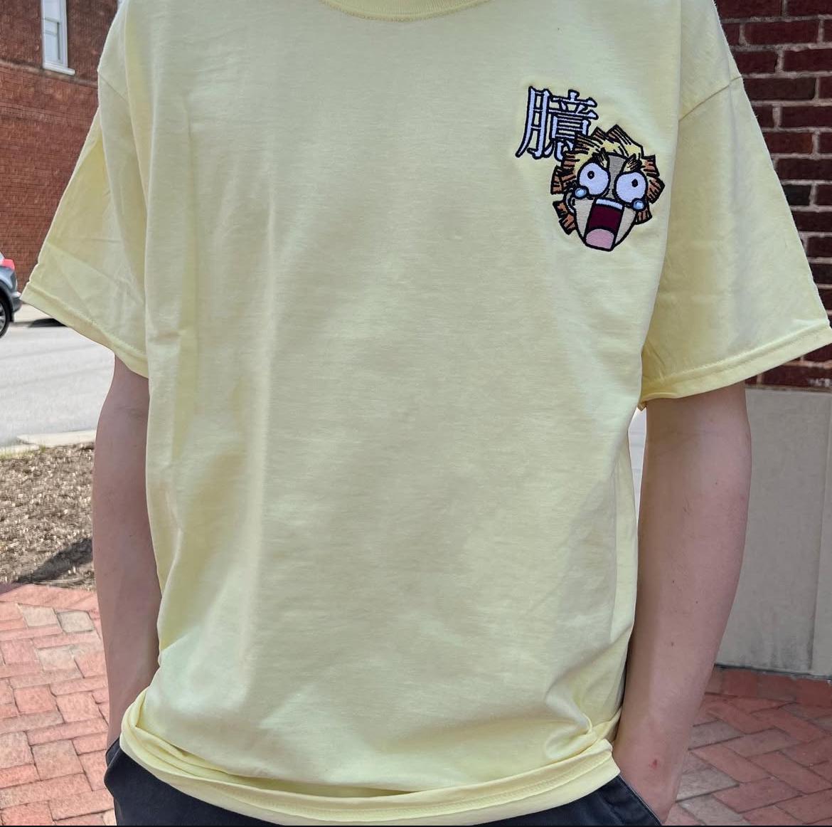 Anime Scared Boy Design, Blue Shirt