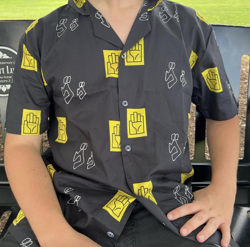 Jojos Anime Minimal Black Grey Button Up Design