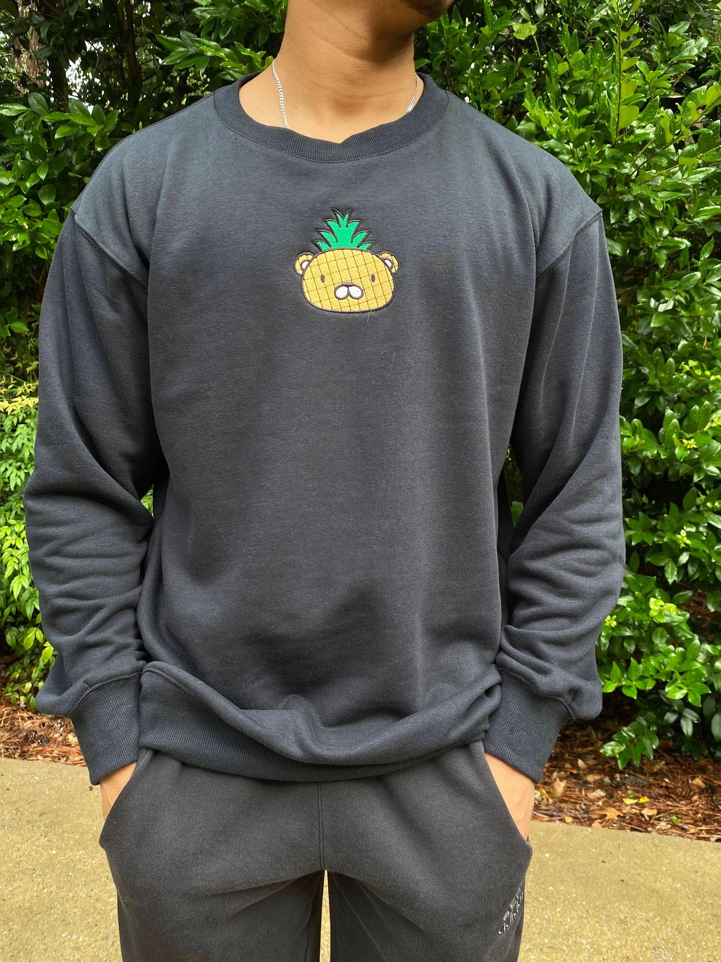 Pineabur Face, Black Crewneck